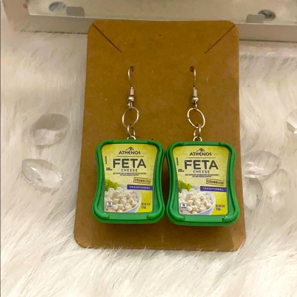 Mini Feta cheese earrings